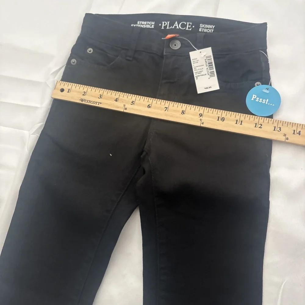 NEW NWT Childrens Place Boys Sz 7 Skinny Stretch Black Jeans Adjustable Waist